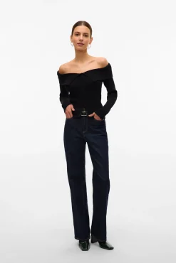 Vero Moda T-Shirts-Top de malha ombro a ombro Preto