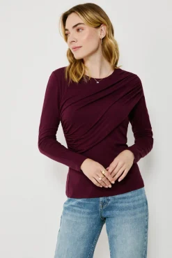 Vila T-Shirts-Top de manga comprida com detalhe drapeado Roxo