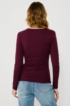 Vila T-Shirts-Top de manga comprida com detalhe drapeado Roxo