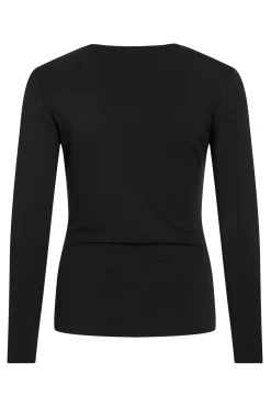 Vila T-Shirts-Top de manga comprida com detalhe drapeado Preto