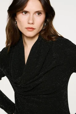 Selected T-Shirts-Top de manga comprida com glitter Preto