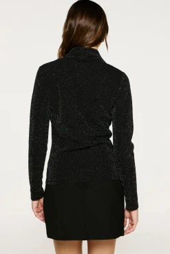 Selected T-Shirts-Top de manga comprida com glitter Preto