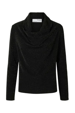 Selected T-Shirts-Top de manga comprida com glitter Preto