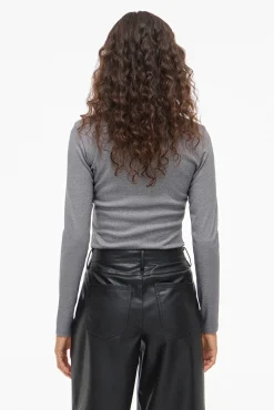 Vila T-Shirts-Top de manga comprida com glitter Cinzento