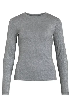 Vila T-Shirts-Top de manga comprida com glitter Cinzento