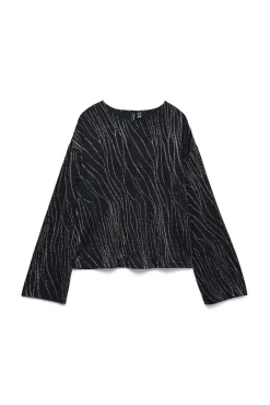 Vero Moda T-Shirts-Top de manga comprida com detalhe em lurex Preto