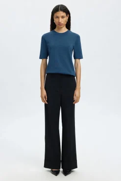 Selected T-Shirts-Top de manga curta com glitter Azul