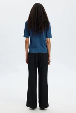 Selected T-Shirts-Top de manga curta com glitter Azul