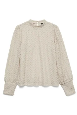 Vero Moda T-Shirts-Top de renda com gola fechada Cinzento