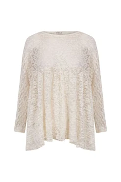Slowlove T-Shirts|Blusas-Top de renda de renda Ecru
