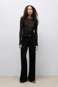 Vero Moda T-Shirts-Top de renda manga Preto