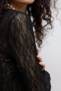 Vero Moda T-Shirts-Top de renda manga Preto