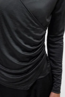 Vero Moda T-Shirts-Top de tecido metálico de manga comprida Cinzento