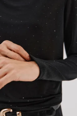 Cortefiel T-Shirts|Blusas-Top drapeado brilhante Preto