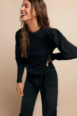 Slowlove T-Shirts-Top estructura frunce Preto