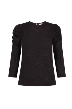 Slowlove T-Shirts-Top estruturado com manga bufantes Preto