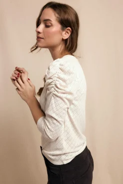 Slowlove T-Shirts-Top estruturado com manga bufantes Ecru