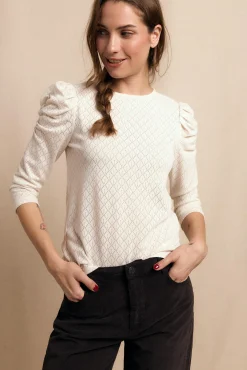 Slowlove T-Shirts-Top estruturado com manga bufantes Ecru