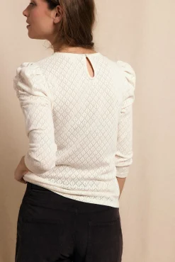 Slowlove T-Shirts-Top estruturado com manga bufantes Ecru