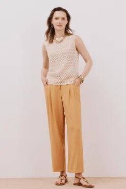 Cortefiel T-Shirts-Top estruturado em lurex Ecru