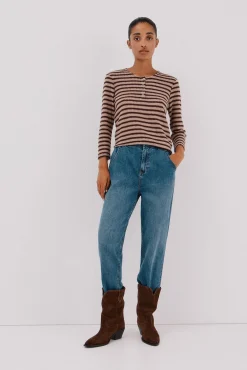 Cortefiel T-Shirts-Top estruturado riscas Castanho