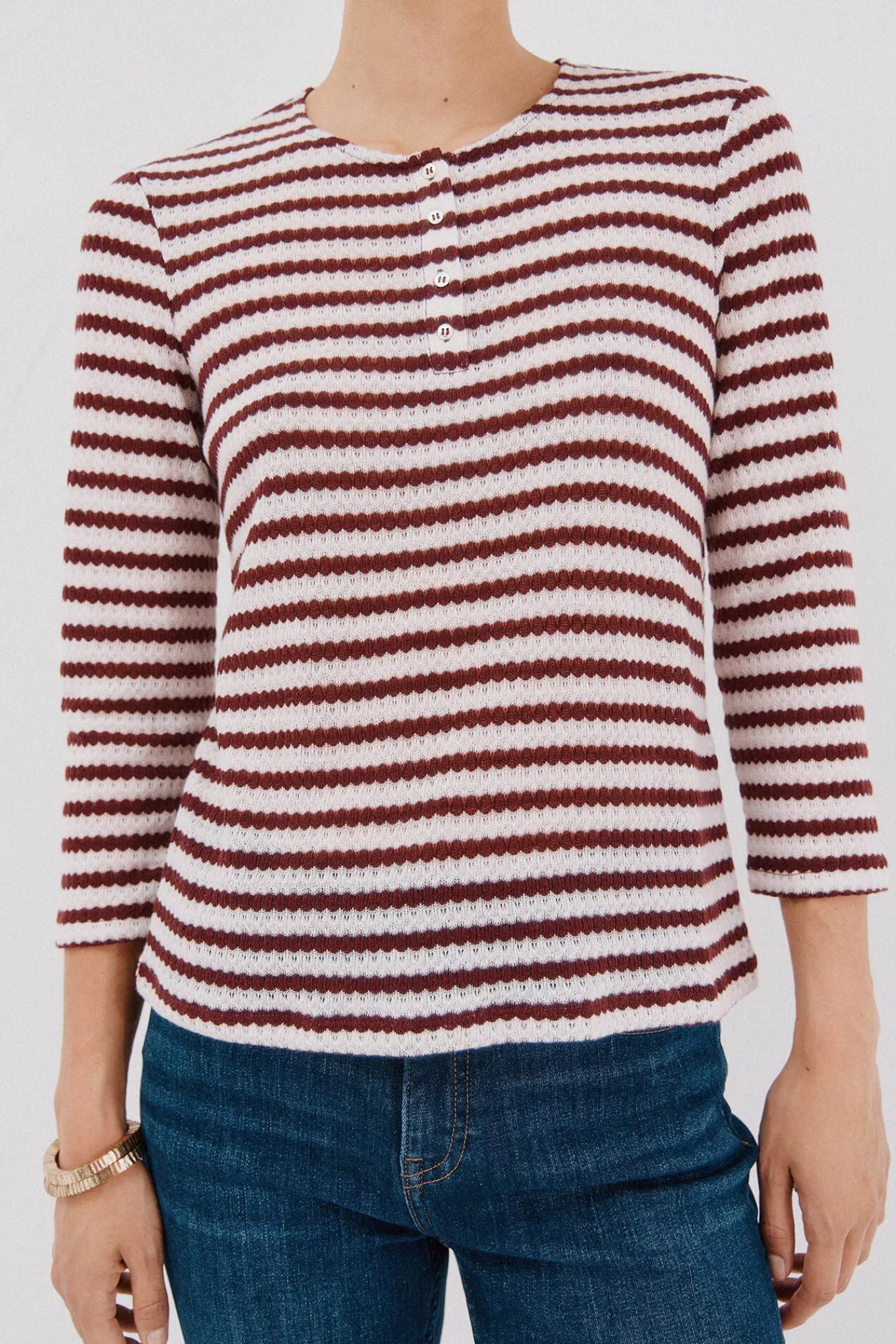 Cortefiel T-Shirts-Top estruturado riscas Granada