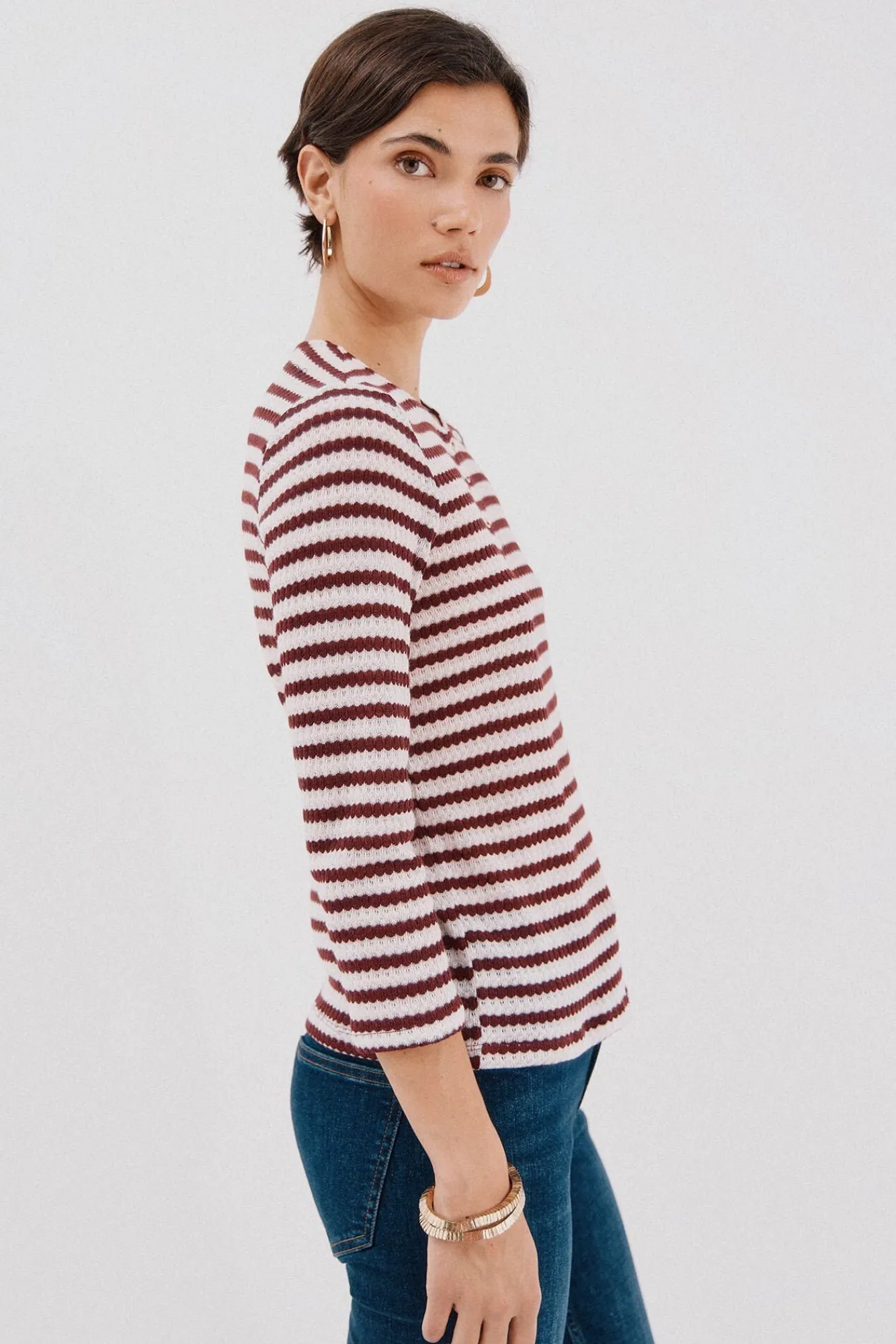 Cortefiel T-Shirts-Top estruturado riscas Granada