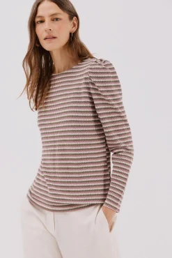 Cortefiel T-Shirts-Top estruturado riscas multicolor Verde