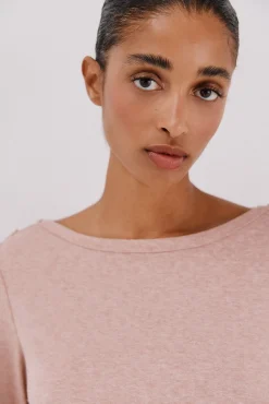 Cortefiel T-Shirts-Top gola canoa com botões dourados Subiu