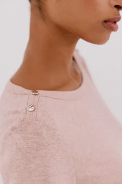 Cortefiel T-Shirts-Top gola canoa com botões dourados Subiu