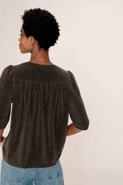 Grace & Mila T-Shirts-Top largo de lurex Castanho