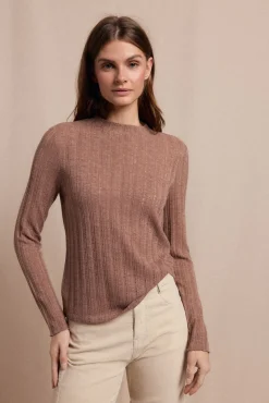 Slowlove T-Shirts-Top malha estrutura Tostado