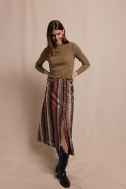 Slowlove T-Shirts-Top malha estrutura Verde