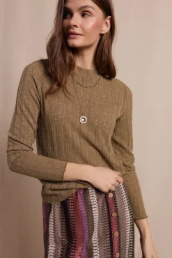 Slowlove T-Shirts-Top malha estrutura Verde