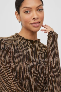 Vila T-Shirts-Top manga longa com lurex Castanho