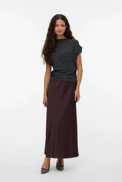 Vero Moda T-Shirts-Top Perkins com decote em lurex Preto