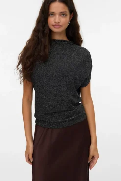 Vero Moda T-Shirts-Top Perkins com decote em lurex Preto