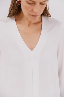 Cortefiel T-Shirts-Top plissado fluído Branco