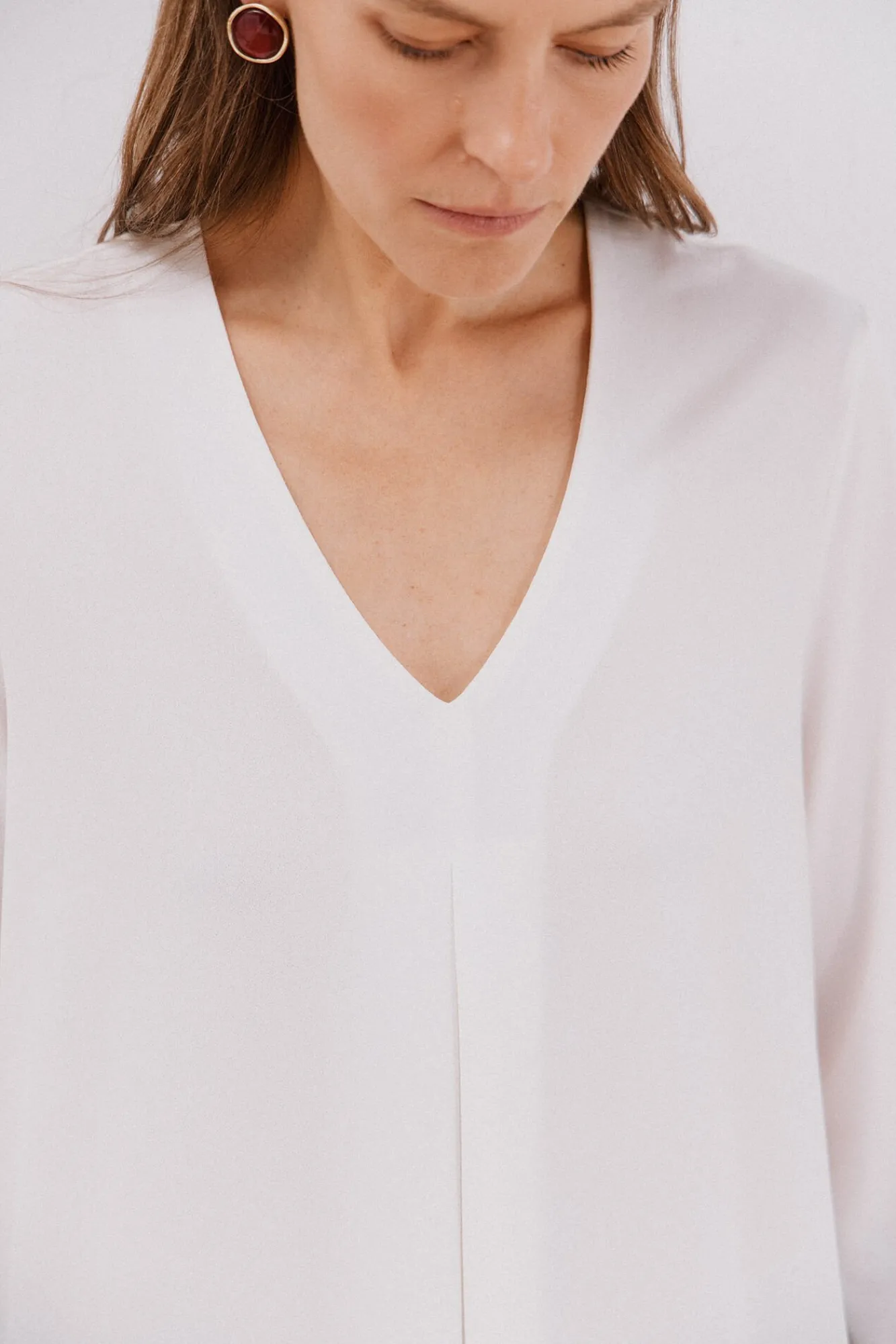 Cortefiel T-Shirts-Top plissado fluído Branco