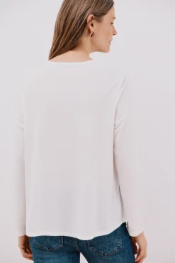 Cortefiel T-Shirts-Top plissado fluído Branco