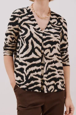 Cortefiel T-Shirts-Top plissado fluído Impress&atilde;o