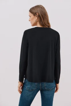 Cortefiel T-Shirts-Top plissado fluído Preto