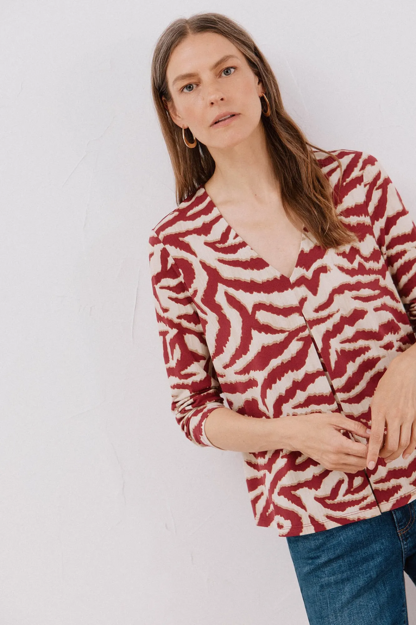 Cortefiel T-Shirts-Top plissado fluído Multicolorido