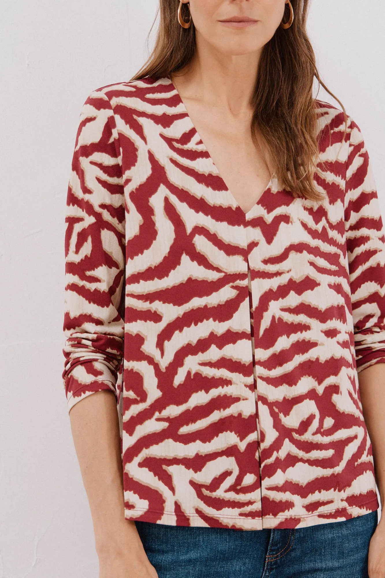 Cortefiel T-Shirts-Top plissado fluído Multicolorido