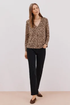 Cortefiel T-Shirts-Top plissado fluído Tostado