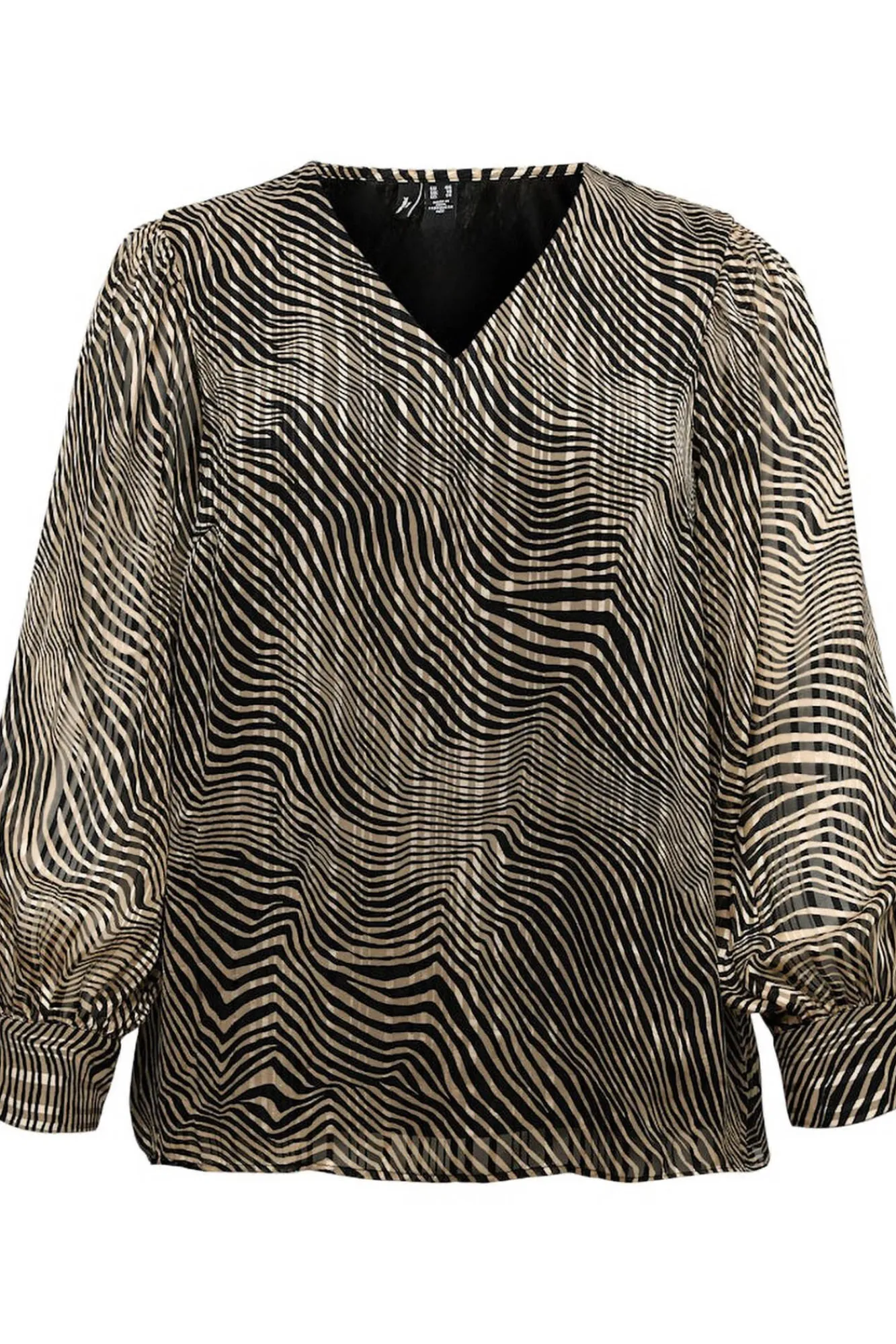 Vero Moda Curve T-Shirts-Top plus size de manga e gola em V Preto