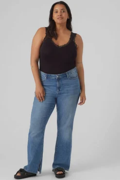 Vero Moda Curve T-Shirts-Top renda Curve Preto