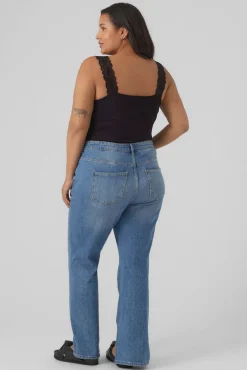 Vero Moda Curve T-Shirts-Top renda Curve Preto