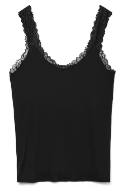 Vero Moda Curve T-Shirts-Top renda Curve Preto