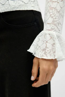 Object Blusas-Top renda folho Branco